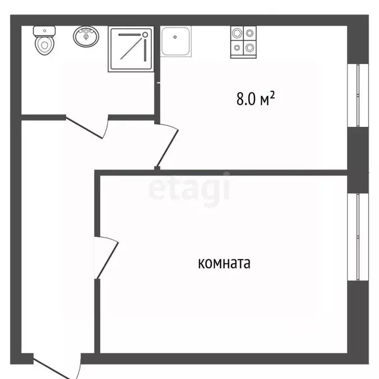1-к кв. Псковская область, Печоры Кузнечная ул., 11 (31.0 м) - Фото 2