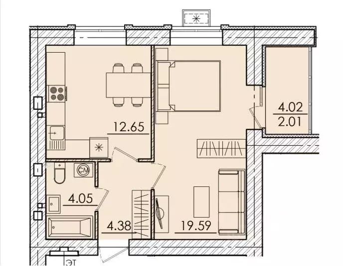 1-к кв. Пензенская область, Пенза ул. Герцена, с106 (44.69 м) - Фото 1