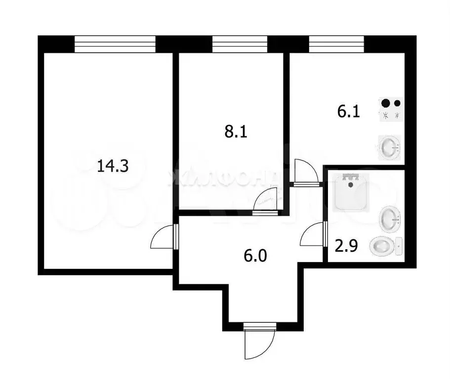 2-к. квартира, 38 м, 2/9 эт. - Фото 0