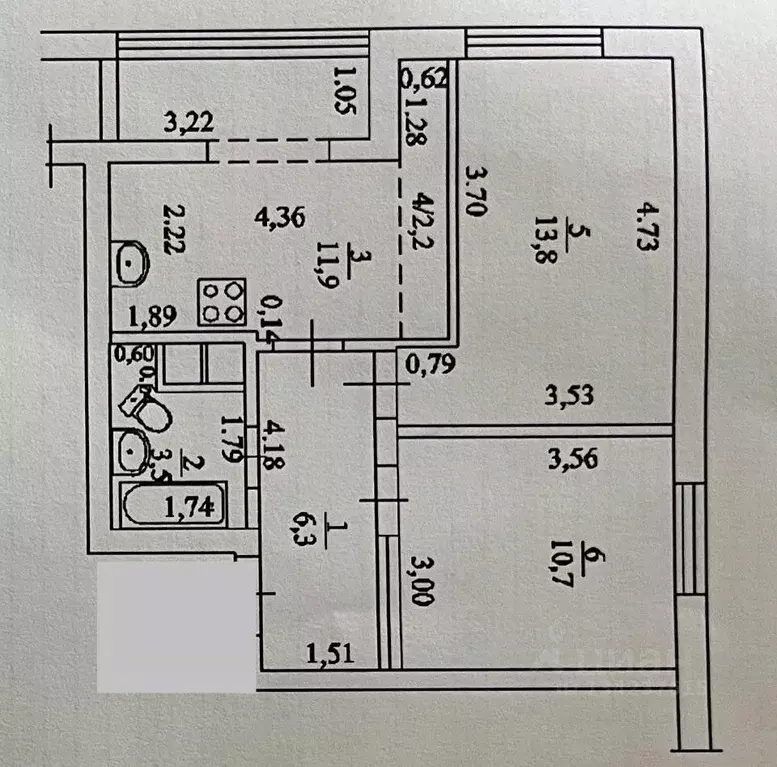 2-к кв. Башкортостан, Уфа ул. Максима Горького, 44 (48.4 м) - Фото 1