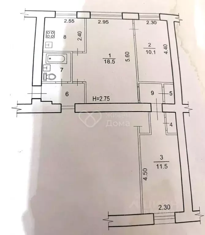 3-к кв. Волгоградская область, Волгоград ул. Дзержинского, 42 (55.3 м) - Фото 2