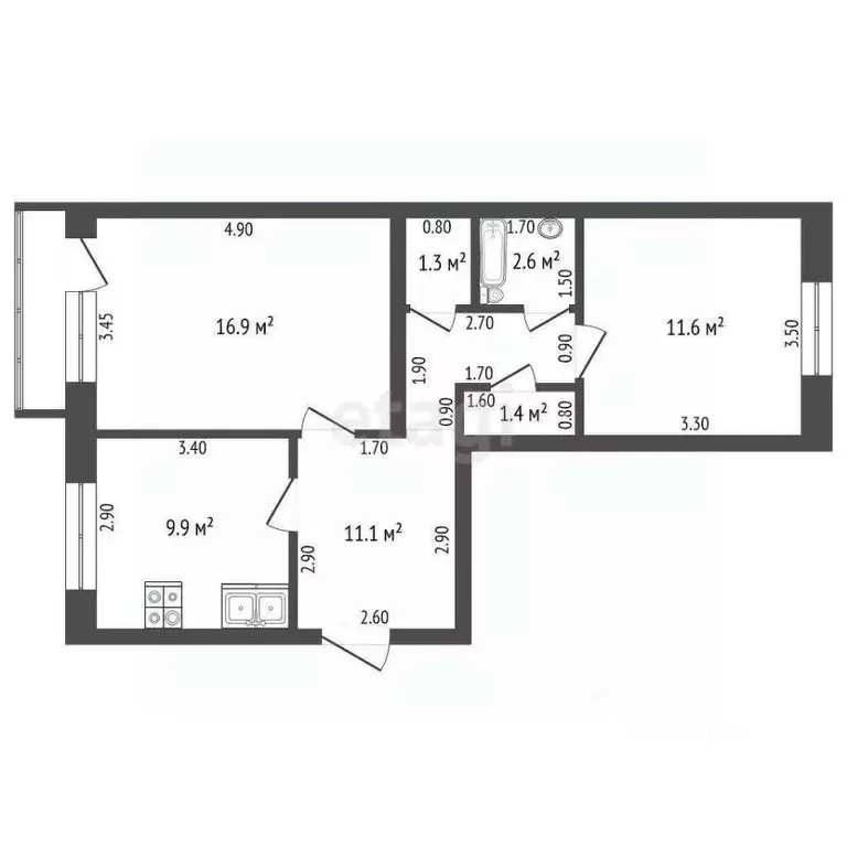2-к кв. Оренбургская область, Оренбург Полтавская ул., 84 (55.0 м) - Фото 2