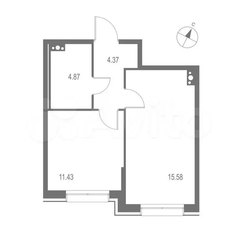 1-к. квартира, 38,1 м, 7/11 эт. - Фото 1