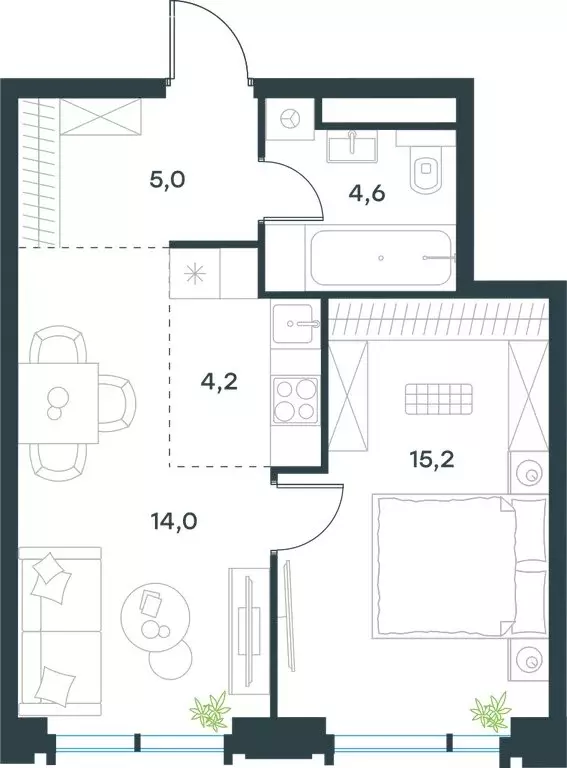 2-комнатная квартира: Москва, Профсоюзная улица, 2/22 (43 м) - Фото 0