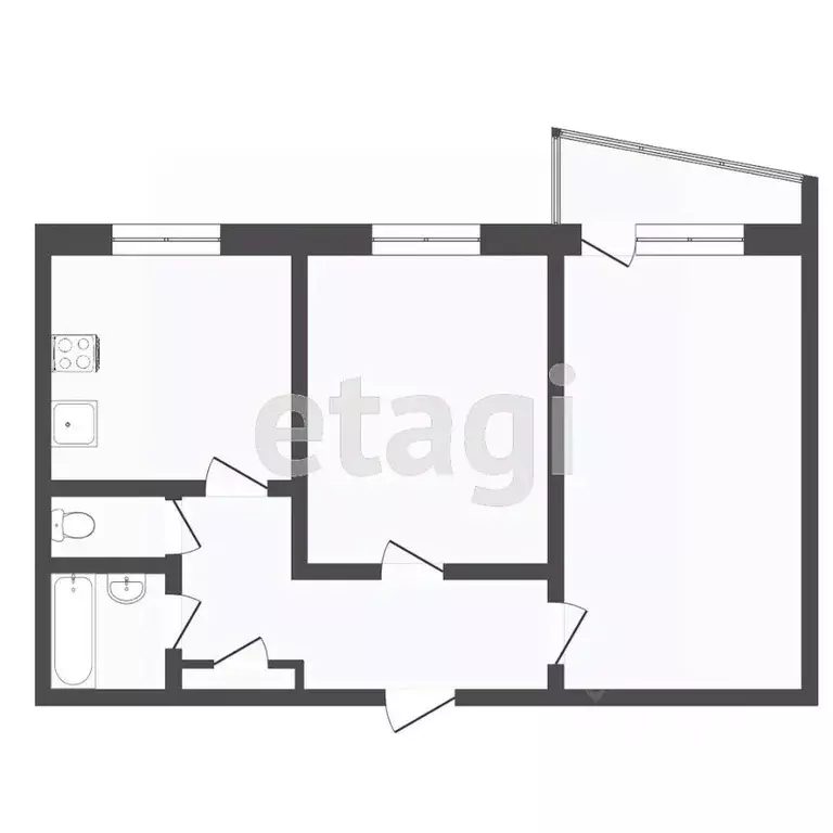 2-к кв. Тюменская область, Тюмень Заречный проезд, 10 (51.2 м) - Фото 2