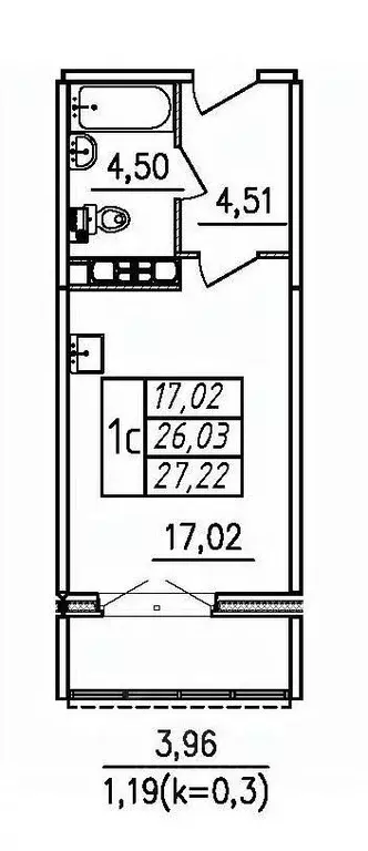 Студия Санкт-Петербург пос. Шушары,  (27.22 м) - Фото 0