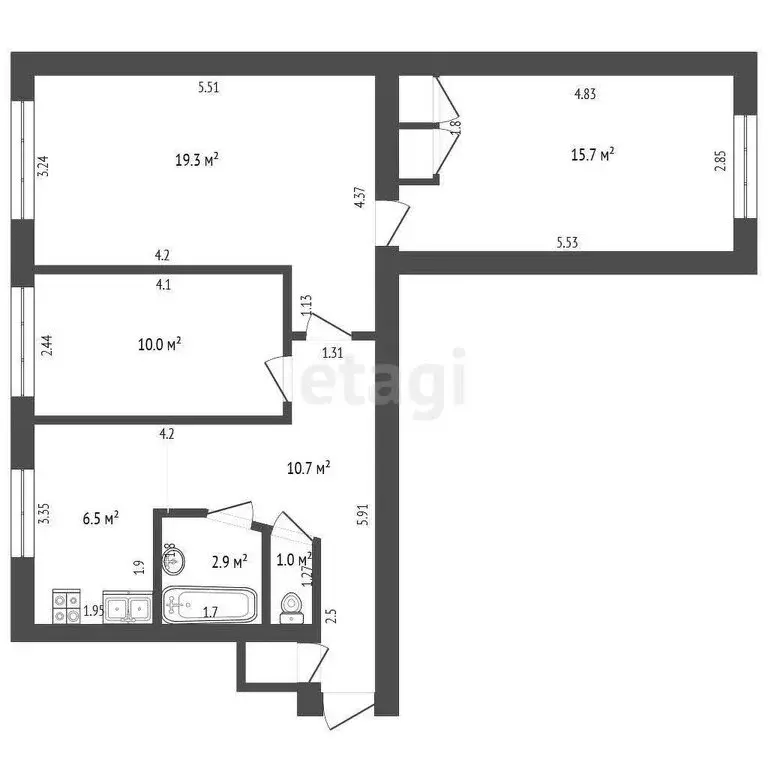 3-комнатная квартира: Нерчинск, Ленская улица, 53 (66.1 м) - Фото 1
