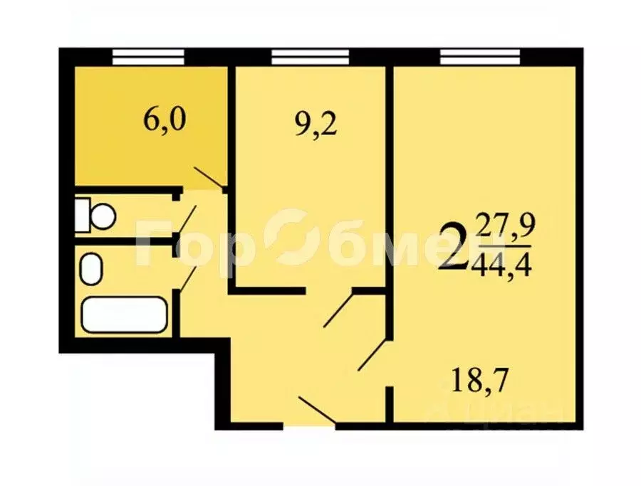 2-к кв. Москва Дорожная ул., 23К2 (45.0 м) - Фото 2