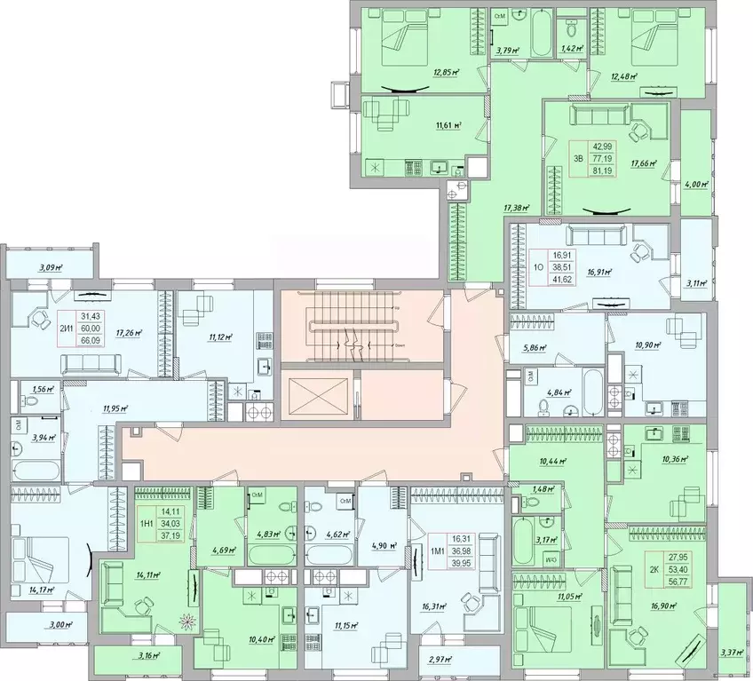 1-к кв. Белгородская область, Белгород ул. Игоря Чернухина (39.95 м) - Фото 2