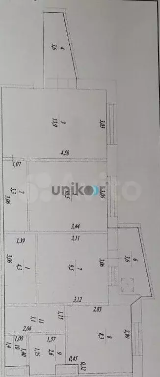 3-к. квартира, 56,9 м, 8/9 эт. - Фото 0