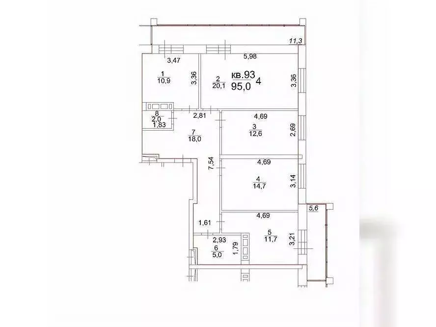 4-к кв. Томская область, Томск тракт Московский, 107 (95.0 м) - Фото 1