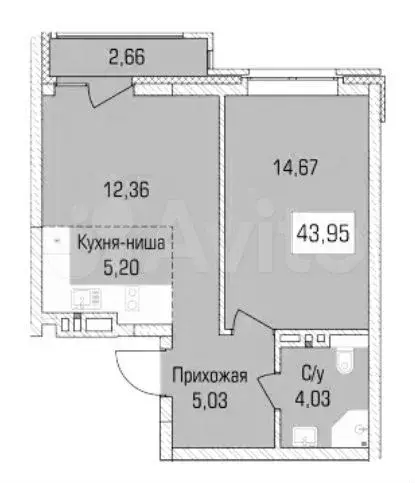 2-к. квартира, 44 м, 7/9 эт. - Фото 0