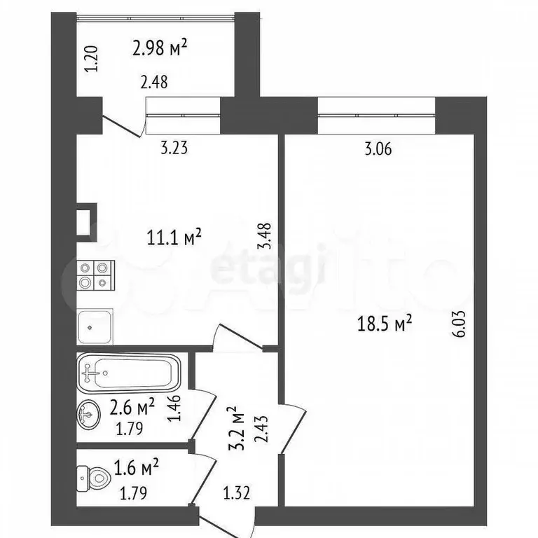 1-к. квартира, 37 м, 5/5 эт. - Фото 0