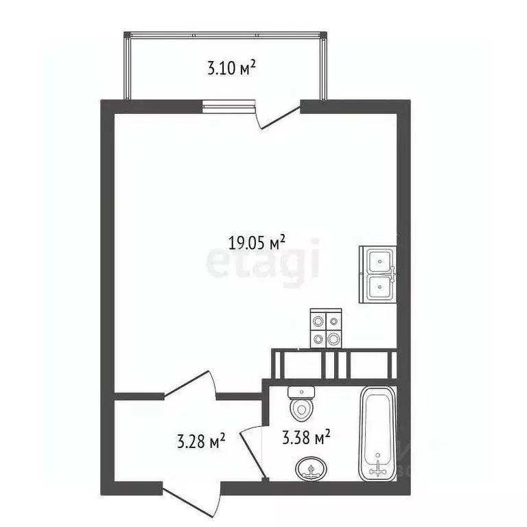 Студия Ярославская область, Ярославль ул. Брагинская, 18к4 (26.7 м) - Фото 1
