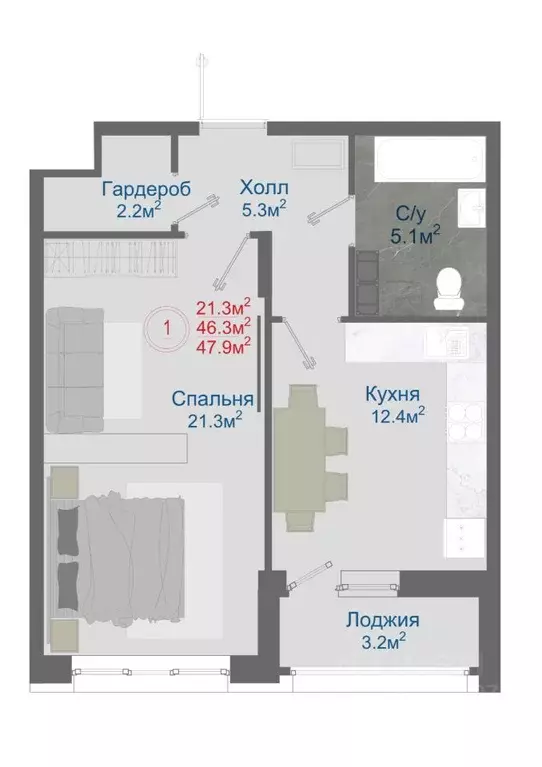 1-к кв. Воронежская область, Новоусманский район, пос. Отрадное ул. ... - Фото 1