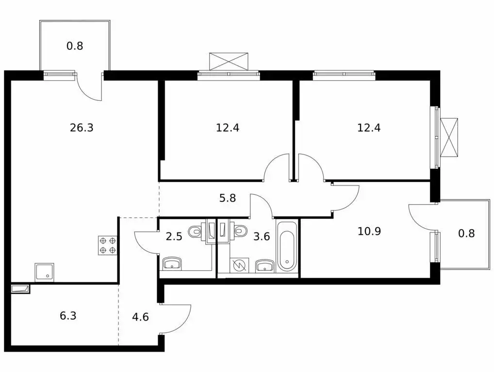 3-комнатная квартира: Владивосток, улица Борисенко, 48к1 (86.4 м) - Фото 1