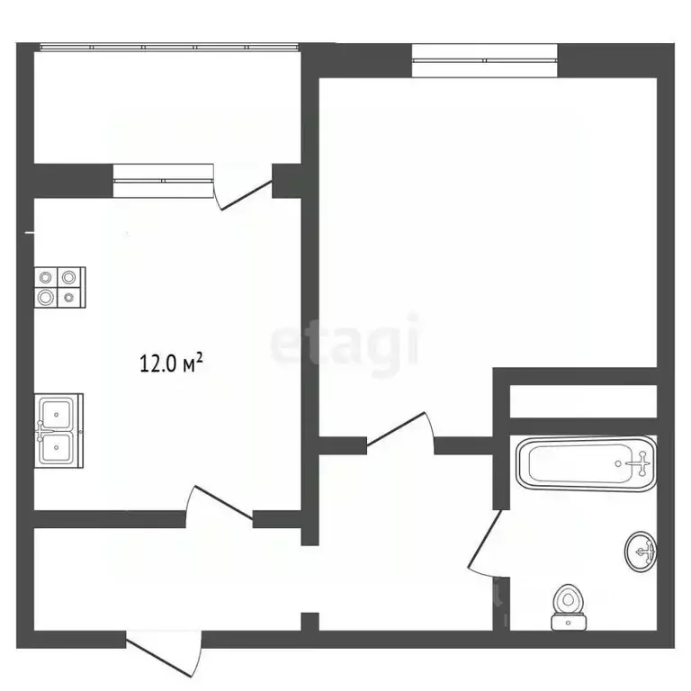 Студия Челябинская область, Чебаркуль ул. Крылова, 22 (40.3 м) - Фото 1
