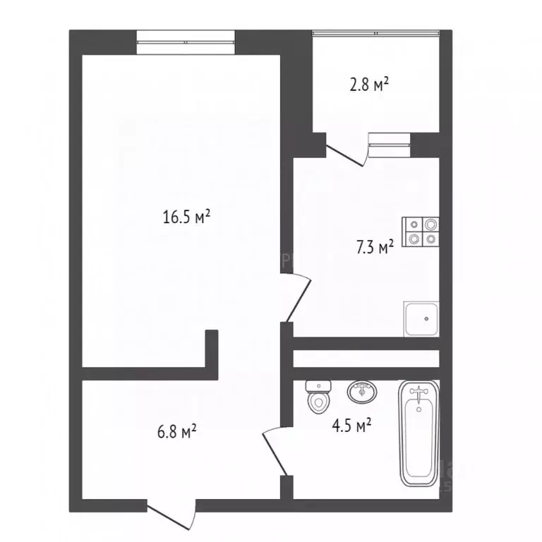 1-к кв. Тюменская область, Тюмень Дамбовская ул., 25к1 (35.5 м) - Фото 2