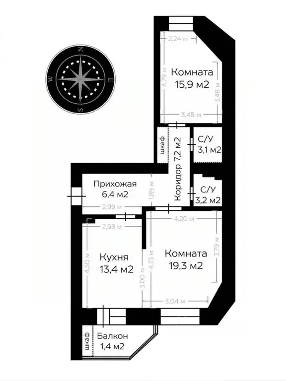 2-к кв. Московская область, Подольск Колхозная ул., 18 (68.5 м) - Фото 2