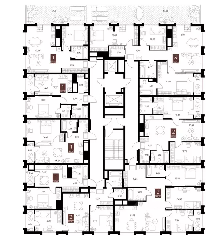 1-к кв. Рязанская область, Рязань ул. Бирюзова, 20с1 (44.78 м) - Фото 2