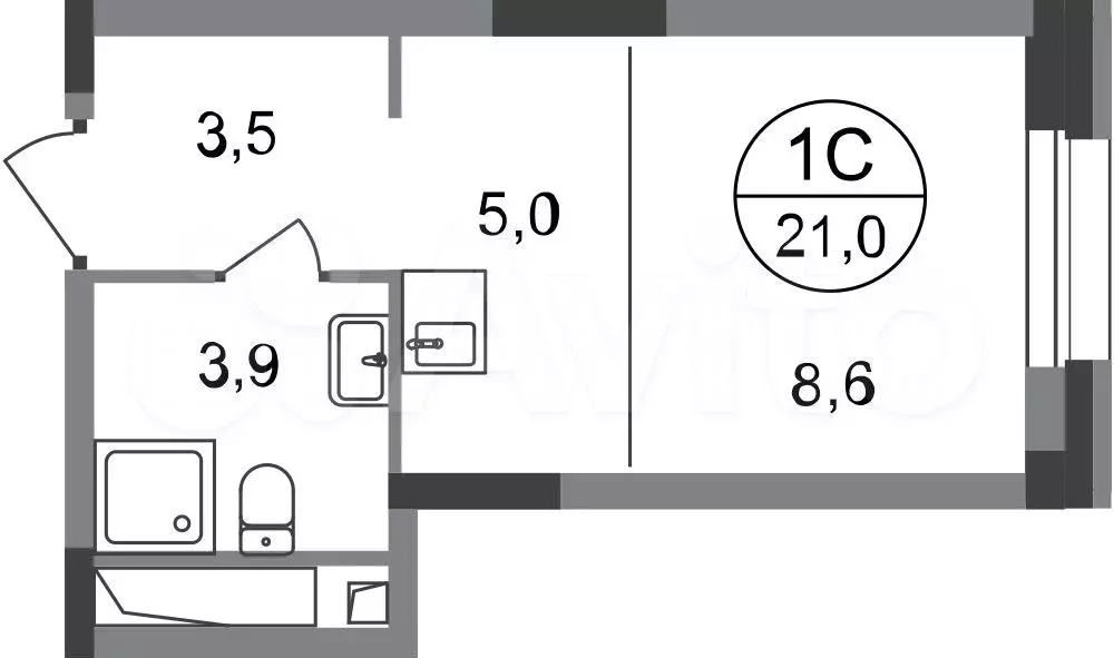 Квартира-студия, 21 м, 5/20 эт. - Фото 0