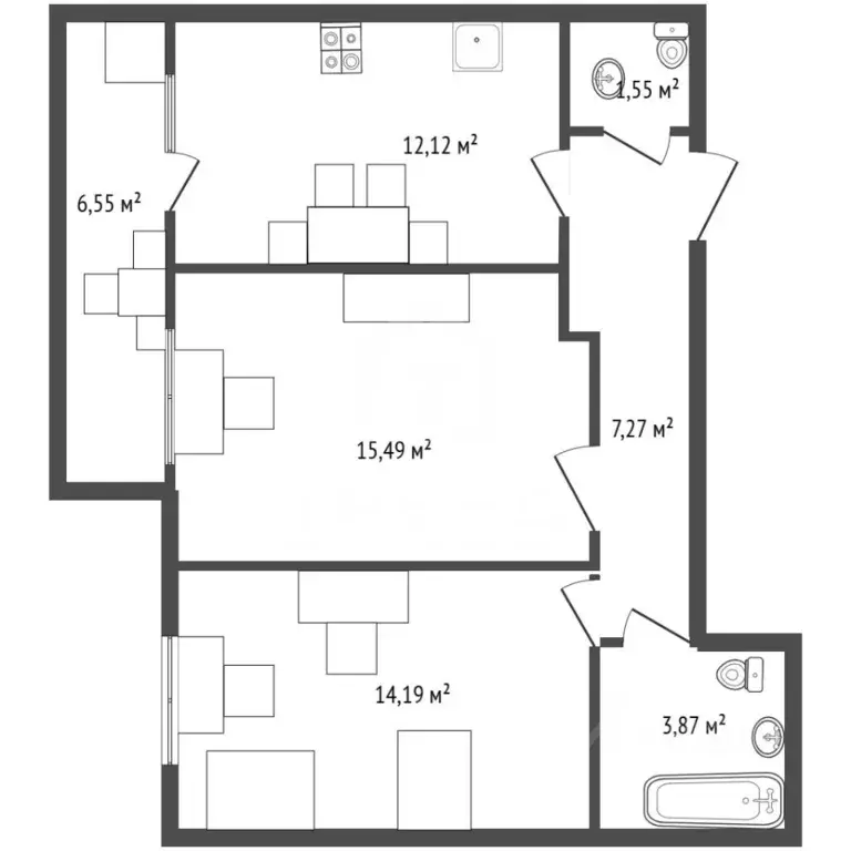 2-к кв. Санкт-Петербург ул. Среднерогатская, 16к2 (53.7 м) - Фото 2