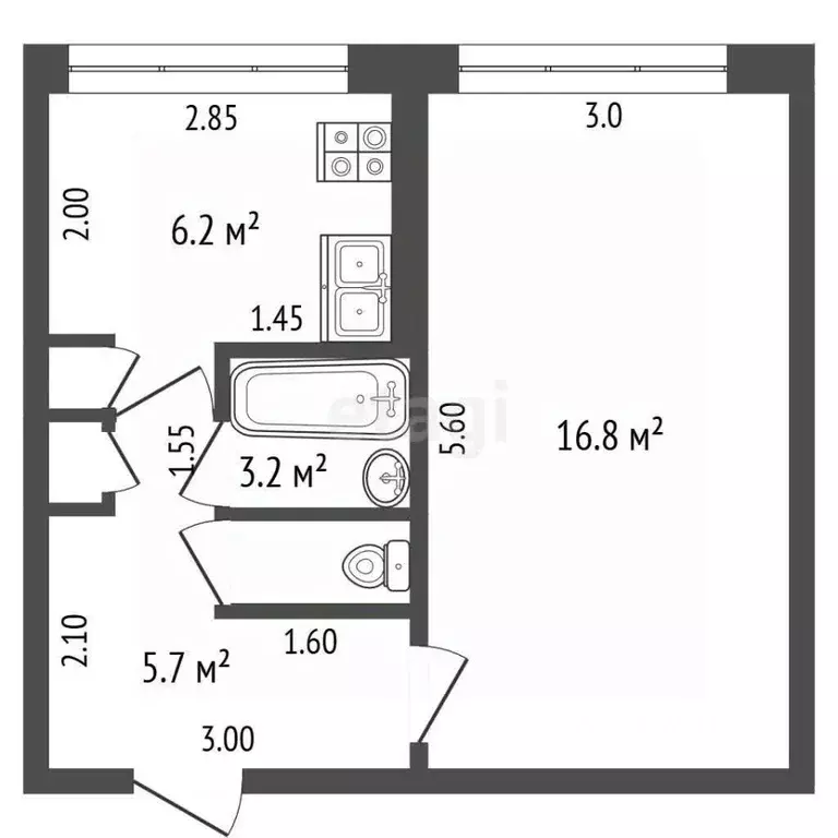 1-к кв. Мордовия, Саранск просп. 50 лет Октября, 42 (33.0 м) - Фото 2