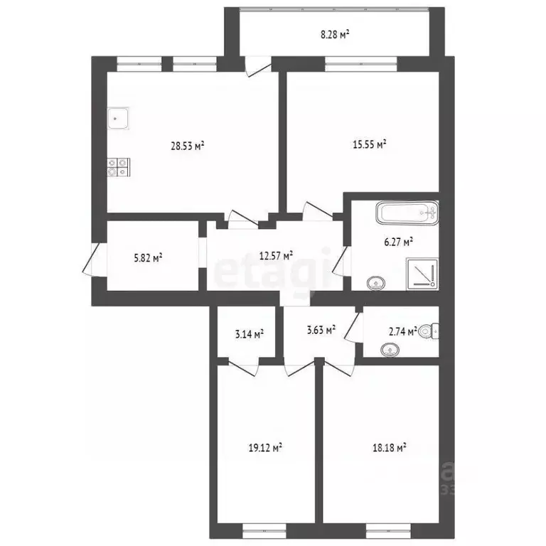 3-к кв. Тюменская область, Тюмень ул. Николая Федорова, 22 (117.2 м) - Фото 2