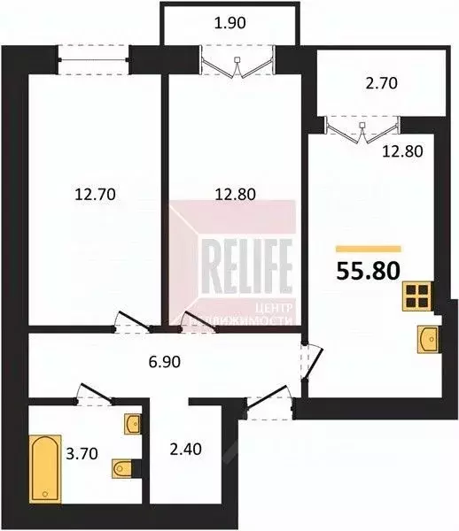 2-к кв. Калининградская область, Калининград ул. Сержанта Мишина, 83к1 ... - Фото 2