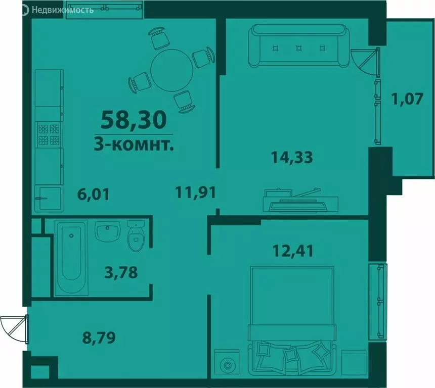3-комнатная квартира: Ульяновск, 19-й микрорайон, жилой комплекс ... - Фото 1