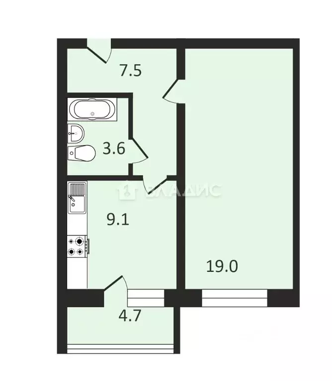 1-к кв. Ивановская область, Иваново Лежневская ул., 213 (41.6 м) - Фото 1