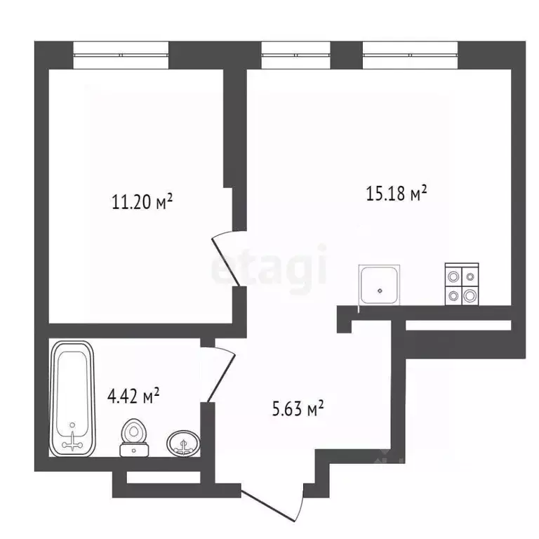 1-к кв. Тюменская область, Тюмень ул. Андрея Кореневского, 7 (36.5 м) - Фото 2