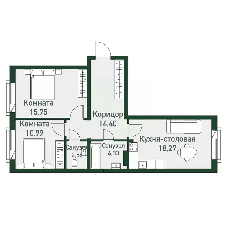 2-к кв. Челябинская область, Челябинский городской округ, пос. ... - Фото 0