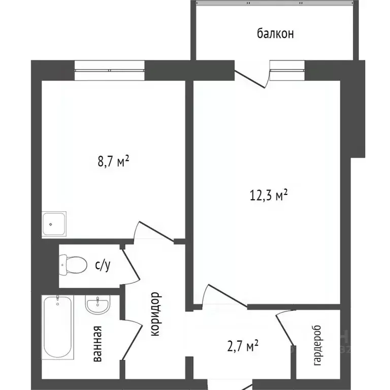 1-к кв. Красноярский край, Красноярск 9 Мая ул., 51 (40.8 м) - Фото 2