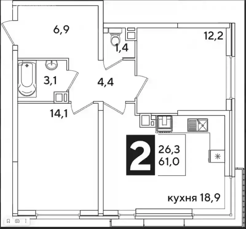 2-комнатная квартира: Краснодар, улица Ивана Беличенко, 85 (61 м) - Фото 0