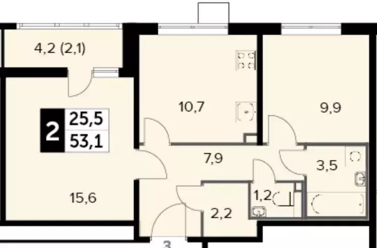 2-комнатная квартира: Люберцы, Рождественская улица, 10 (56 м) - Фото 1