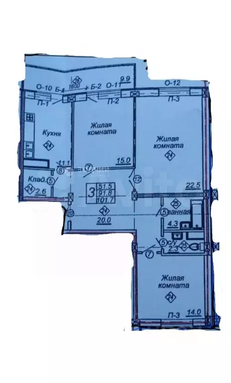 3-к кв. Чувашия, Чебоксары ул. Сергия Радонежского, 11 (101.0 м) - Фото 2