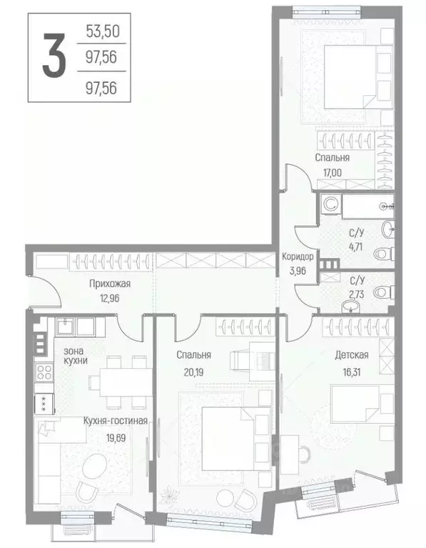 3-к кв. Московская область, Одинцовский городской округ, д. Крюково ... - Фото 1