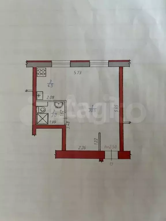 Квартира-студия, 28 м, 3/3 эт. - Фото 0