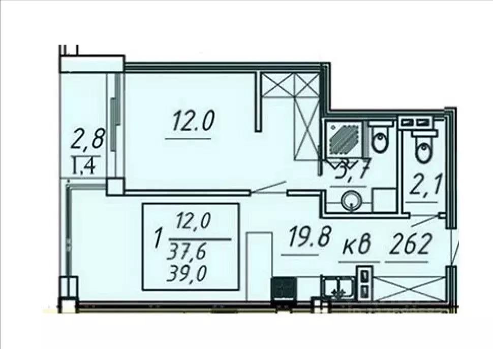 1-к кв. Ставропольский край, Ессентуки Озеро жилой комплекс (39.0 м) - Фото 1
