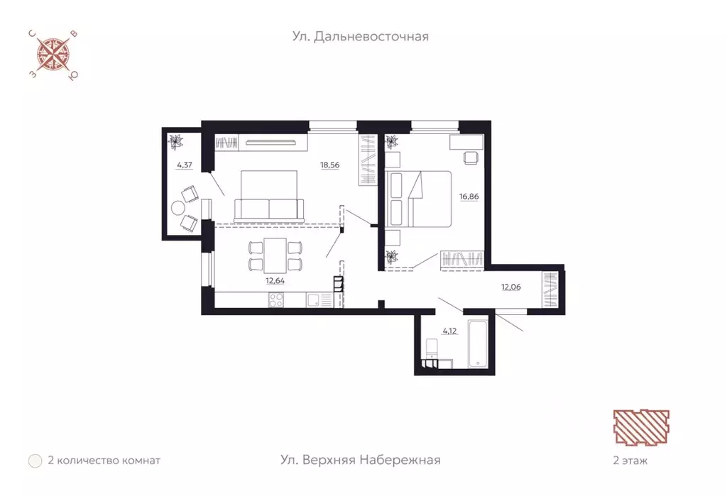 2-к кв. Иркутская область, Иркутск наб. Верхняя (65.55 м) - Фото 0