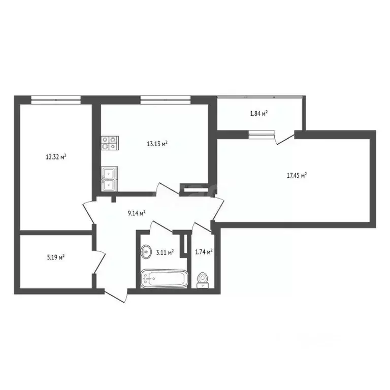 2-к кв. Ярославская область, Ярославль 2-й мкр,  (63.93 м) - Фото 1