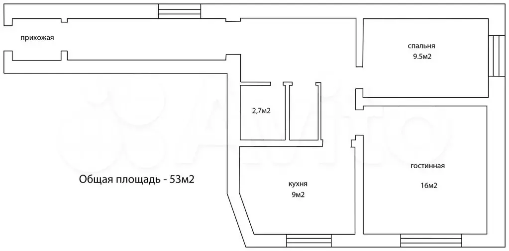 2-к. квартира, 53 м, 5/6 эт. - Фото 0