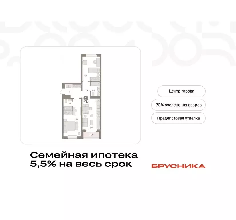 2-комнатная квартира: Тюмень, жилой комплекс На Минской (71.73 м) - Фото 0