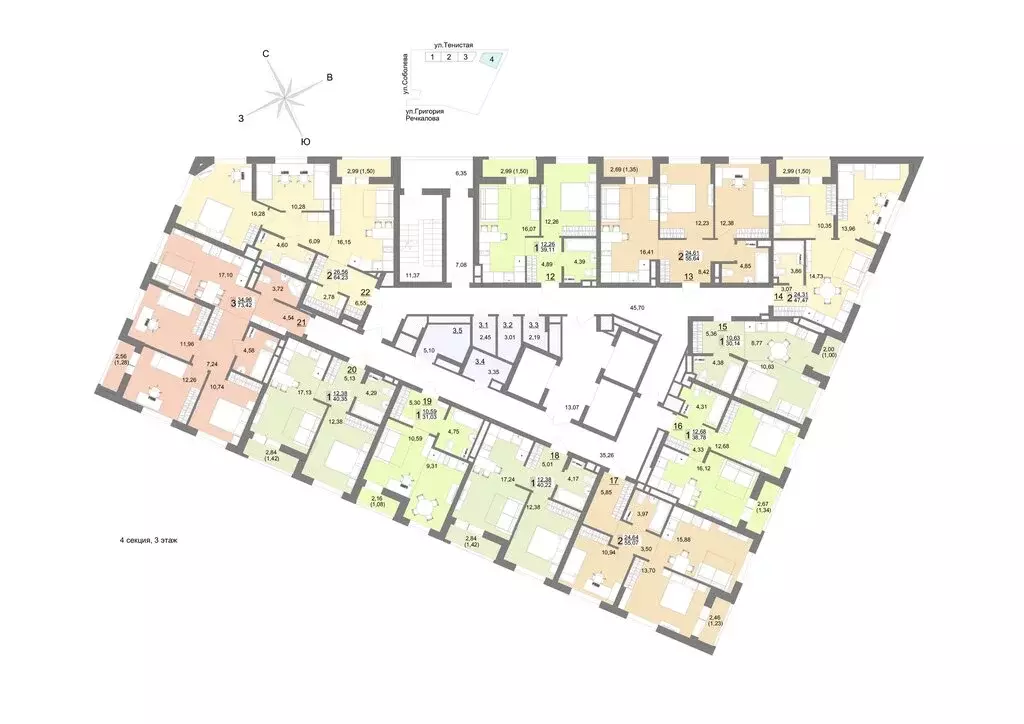 2-комнатная квартира: Екатеринбург, Тенистая улица, 8с5 (64.23 м) - Фото 0