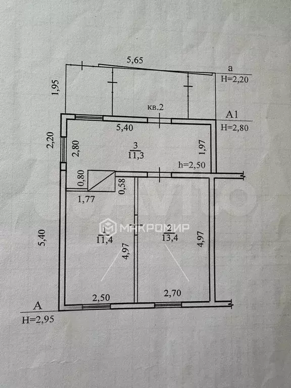 2-к. квартира, 36 м, 1/1 эт. - Фото 0