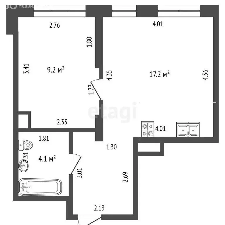 1-комнатная квартира: Тюмень, Комбинатская улица, 16к1 (38.8 м) - Фото 0
