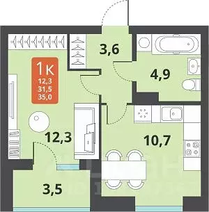 Студия Новосибирская область, Новосибирск Тайгинская ул., с3 (27.5 м) - Фото 0