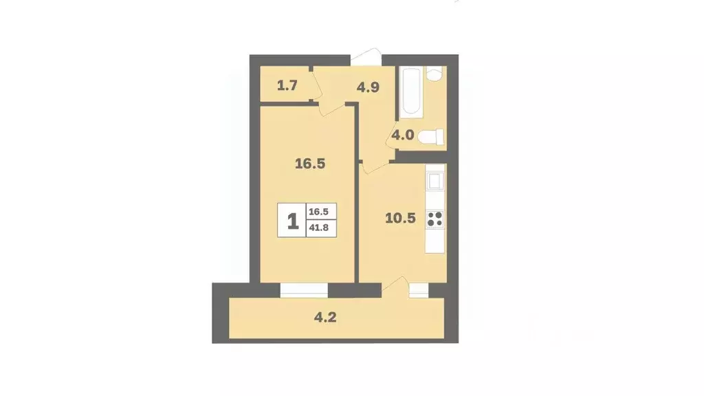 1-к кв. Башкортостан, Уфа Дагестанская ул., лит12 (41.8 м) - Фото 1