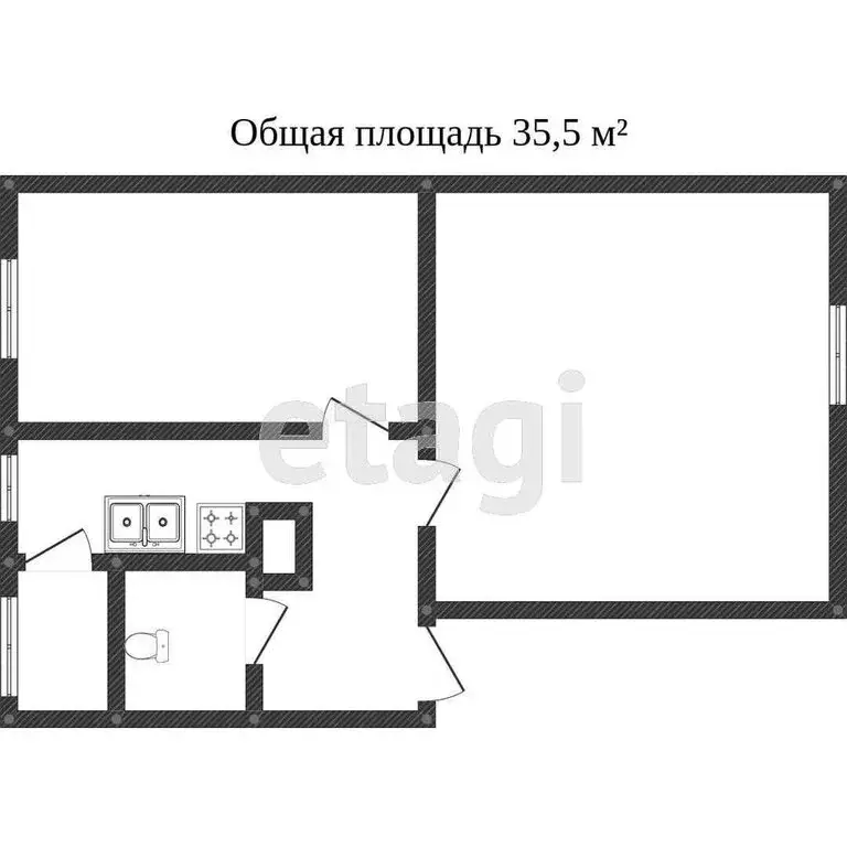 1-комнатная квартира: посёлок Нивенское, Калининградская улица, 13 (35 ... - Фото 1